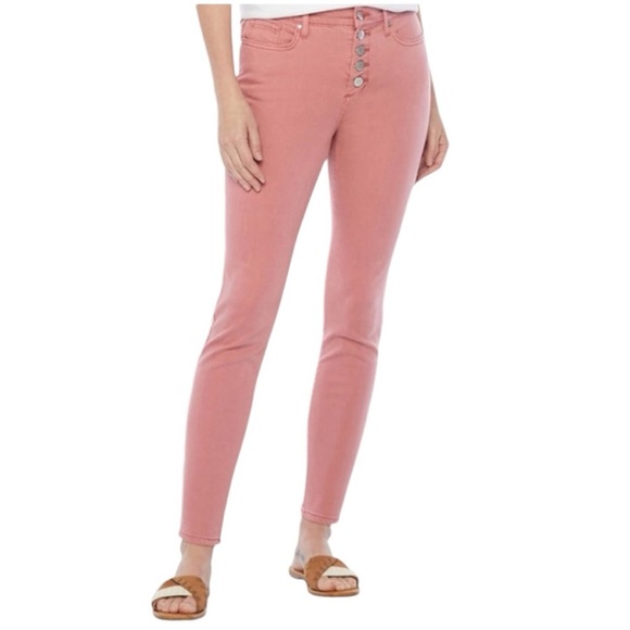 A.N.A. Rose Colored High Waist Button Fly Skinny Jeans Valentine’s Galentine’s - Picture 2 of 9